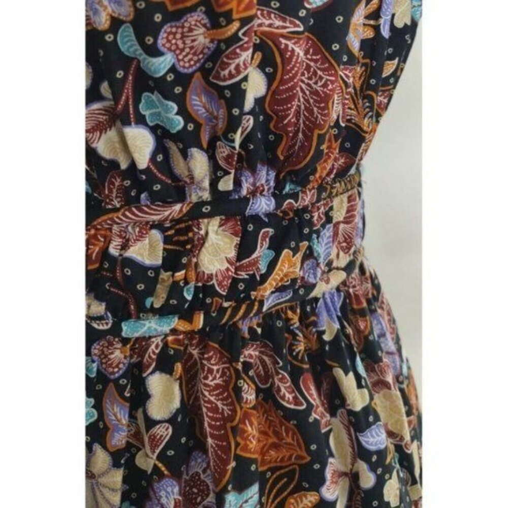 Ann Taylor Midi Dress 4 Floral Batik Puff Sleeve Tiered Flare - Picture 10 of 10